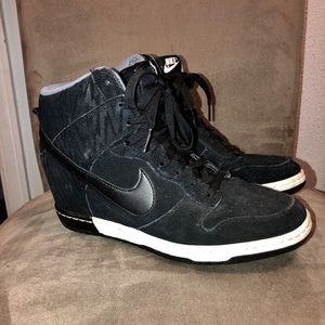 Nike Black Suede Wedge Sneakers